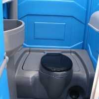 inside view of self contained mobile toilet